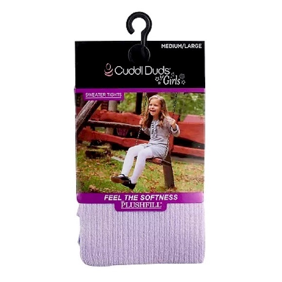 NWT Cuddl Duds Young Girls Lavender Purple Ribbed Sweater Tights, Small/Medium - Picture 1 of 12